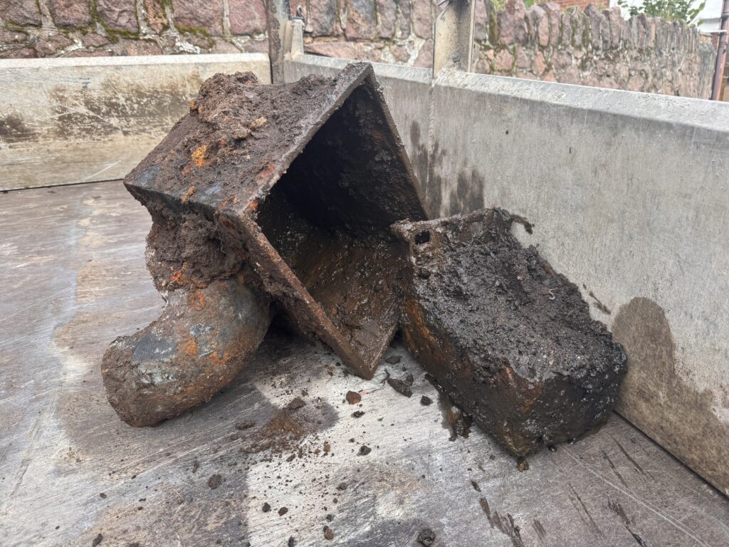 The old cast iron drain sumps removed and in the LCC truck