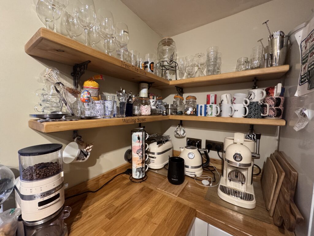 Finished shelves to right of the window