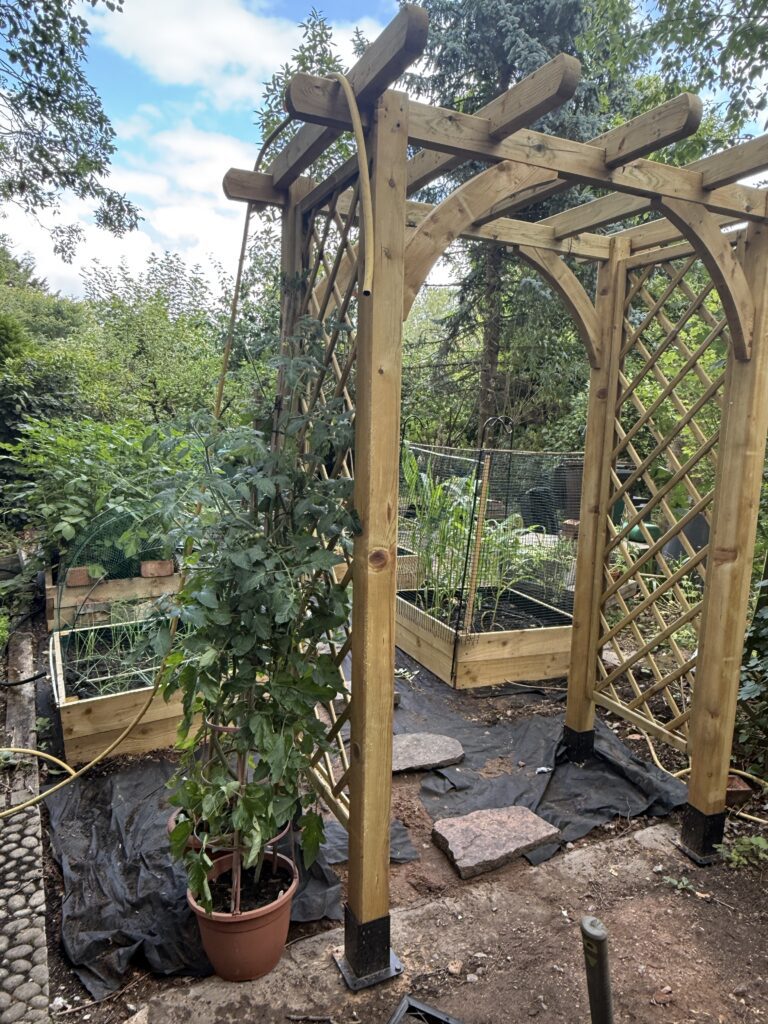 Archway and stepping stones in place