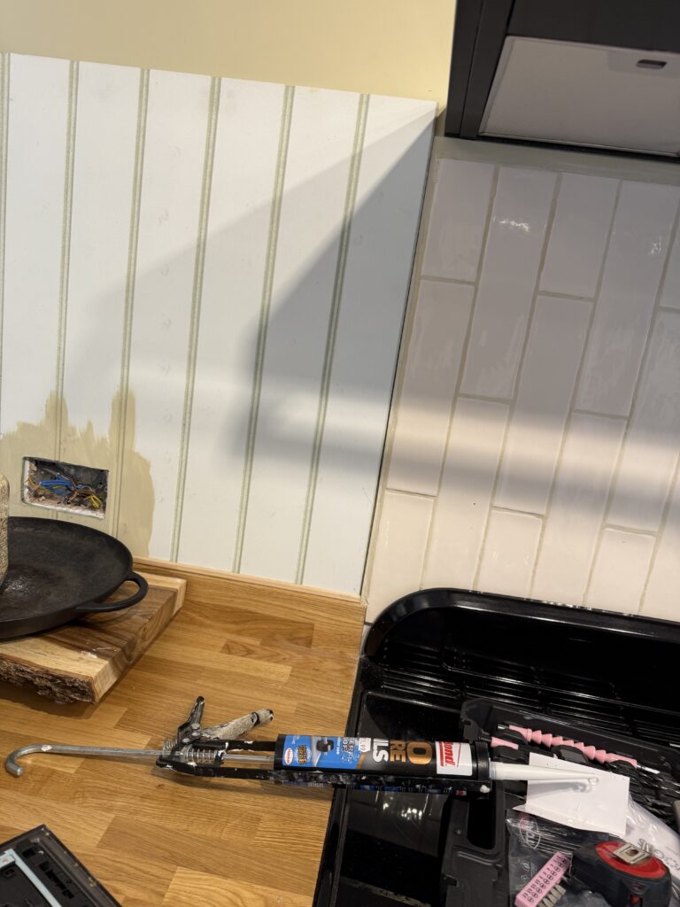 Board fitted with the power sockets removed