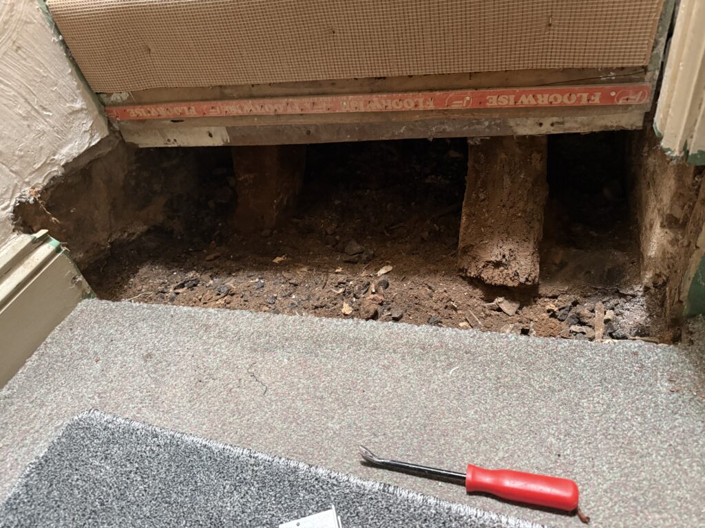 The original stringers that will need a little more work when we properly restore the whole staircase